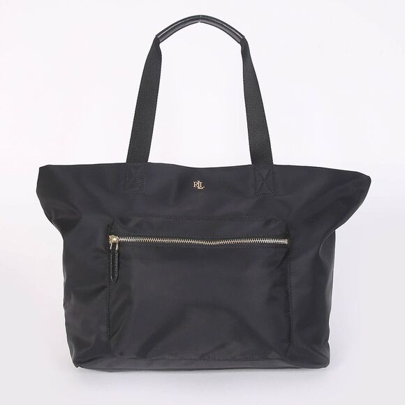 Lauren Ralph Lauren Handbags - LRL Ralph Lauren Canton Tote Bag Purse Black Nylon Shoulder Medium Travel Zipper